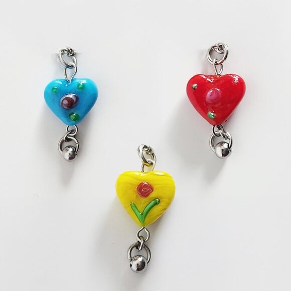 Vintage Antique red heart necklace ✦ 70s cottage flower silver necklace ✦ - Picture 9 of 9